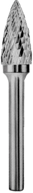 Carbon CRUBSG03031438S-2 Борфреза цельнотвердосплавная гиперболическая с заостренным концом, тип G, 3 мм, двойная насечка, хвостовик 3 мм, в боксе CRUBSG03031438S-2