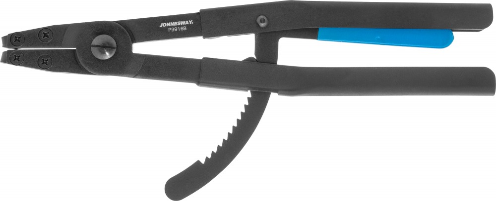 Jonnesway P9916B Щипцы загнутые 90° с фиксатором для стопорных колец, сжим, 85-170 мм, 3.5-4.0 мм, 400 мм P9916B