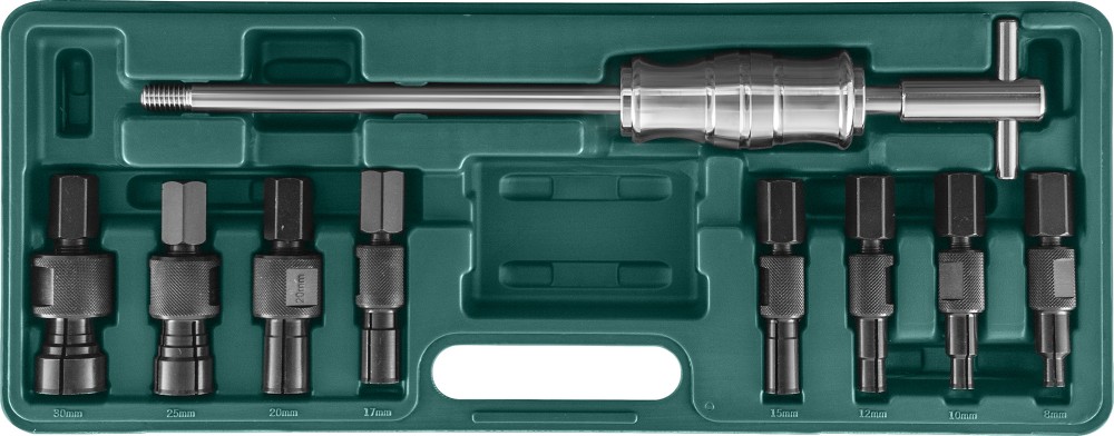 Jonnesway AE310082 Съемник подшипников с цанговыми захватами за внутреннюю обойму и обратным молотком в наборе, диапазон захватов 8-30 мм AE310082
