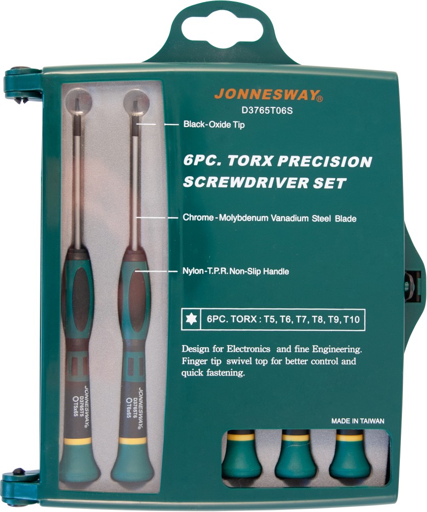 Jonnesway D3765T06S Набор отверток для точной механики TORX®, 65 мм, 6 предметов D3765T06S