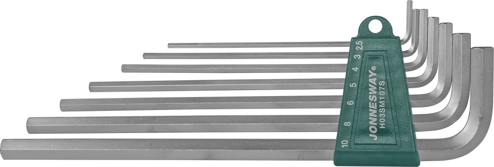 Jonnesway H03SM107S Комплект угловых шестигранников EXTRA LONG 2,5-10мм, 7 предметов S2 материал H03SM107S
