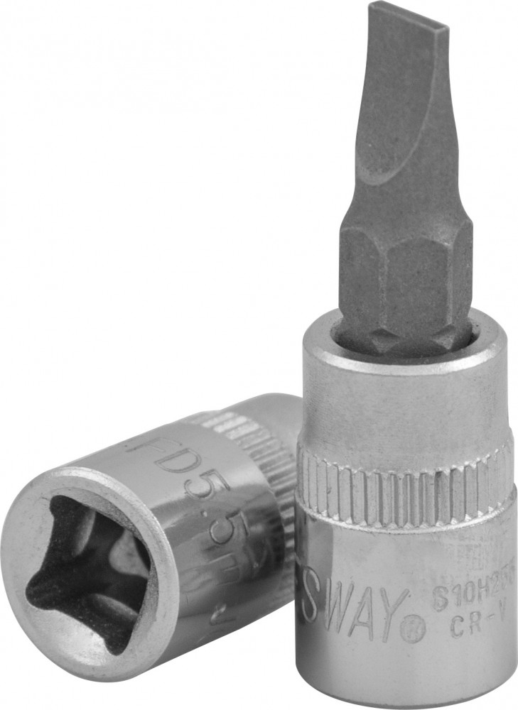 Jonnesway S10H255 Насадка торцевая 1/4"DR с вставкой-битой шлицевой, SL5.5, 37 мм S10H255