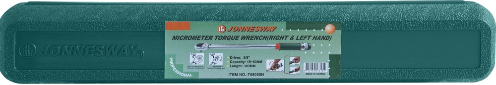 Jonnesway T08080N Ключ динамометрический 3/8"DR двустороннего действия, 15-80 Нм T08080N