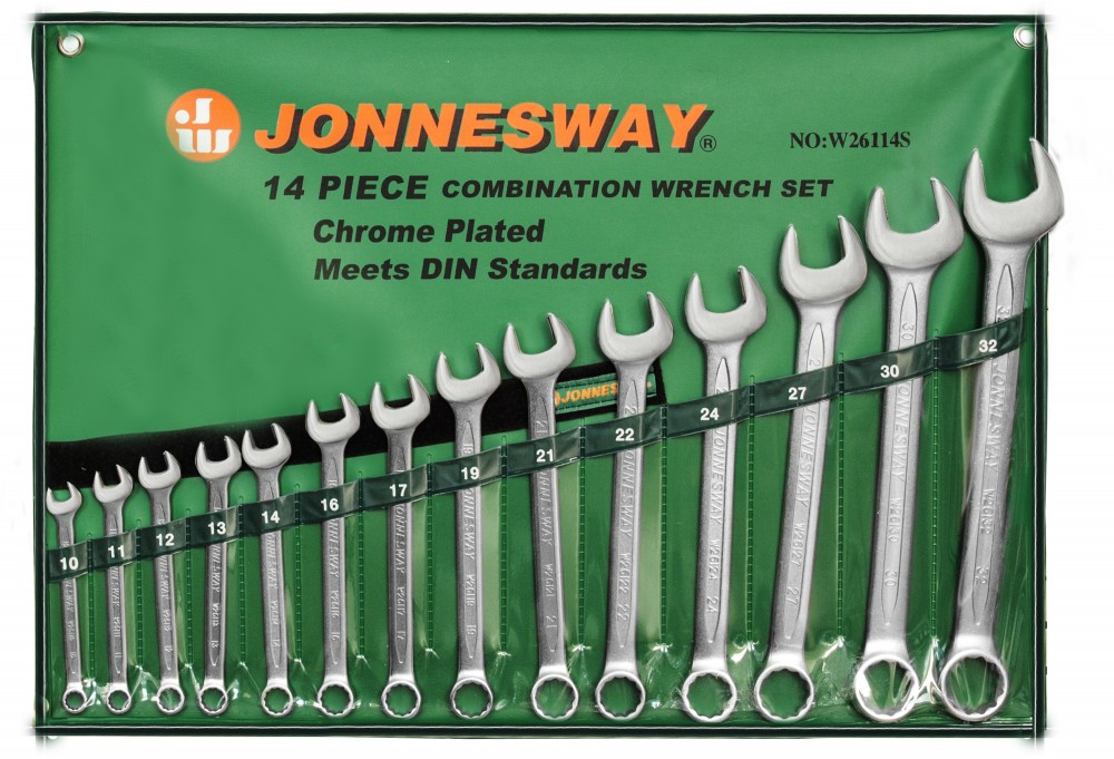 Jonnesway W26114S Набор ключей гаечных комбинированных в сумке, 10-32 мм, 14 предметов W26114S