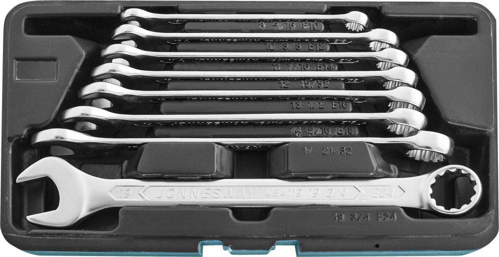 Jonnesway W84108S Набор ключей гаечных комбинированных с профилем SUPER TECH в кейсе, 8-19 мм, 8 предметов W84108S