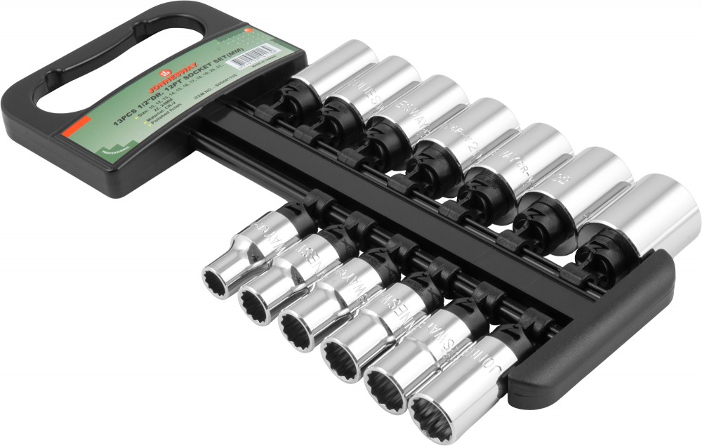 Jonnesway S05H4113S Набор головок торцевых 12-гранных MAXI-DRIVE 1/2"DR на держателе, 10-24 мм, 13 предметов S05H4113S
