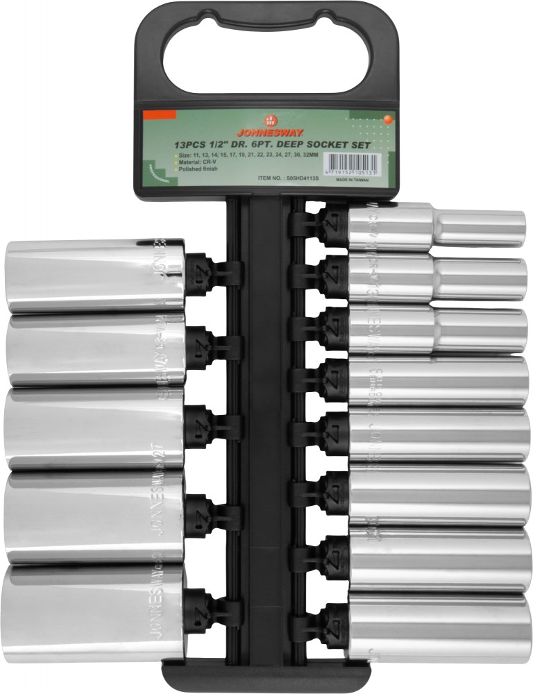 Jonnesway S05HD4113S Набор головок торцевых глубоких MAXI-DRIVE 1/2"DR на держателе, 11-32 мм, 13 предметов S05HD4113S