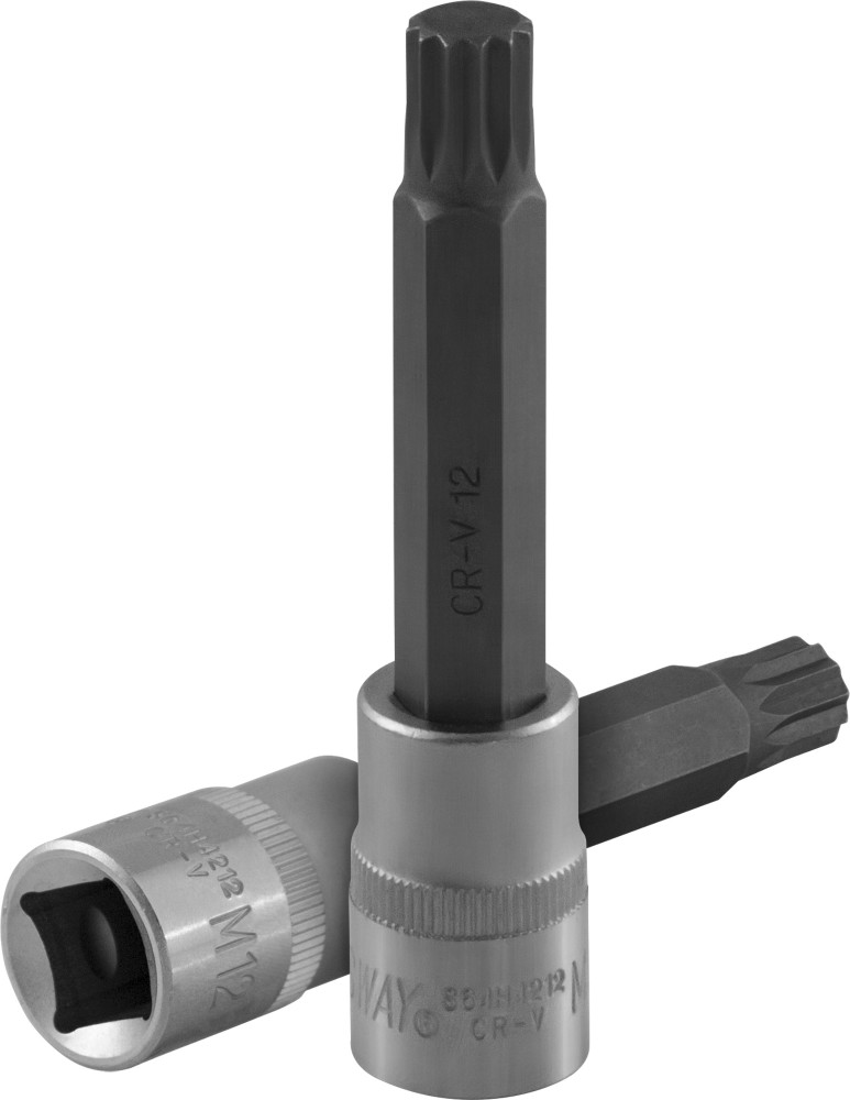 Jonnesway S64H4212 Торцевая насадка 1/2"DR с вставкой-битой SPLINE, M12, 100 мм S64H4212