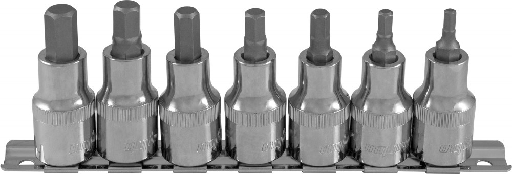 Ombra 912207 Набор насадок торцевых 1/2"DR с вставками-битами шестигранными на дрежателе, H4-H10, 7 предметов 912207