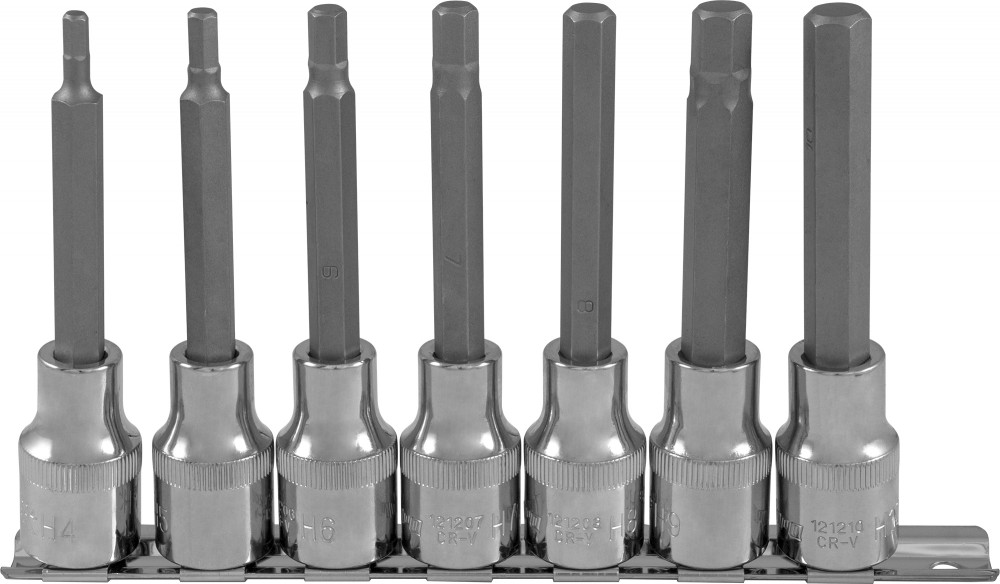 Ombra 921207 Набор насадок торцевых 1/2"DR с вставками-битами шестигранными на держателе, H4-H10, 100 мм, 7 предметов 921207