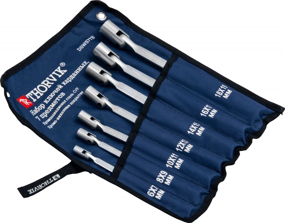 Thorvik DSWS7TB Набор ключей гаечных карданных в сумке, 6-19 мм, 7 предметов DSWS7TB