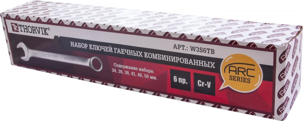 Thorvik W3S6TB Набор ключей гаечных комбинированных серии ARC в сумке, 34-50 мм, 6 предметов W3S6TB