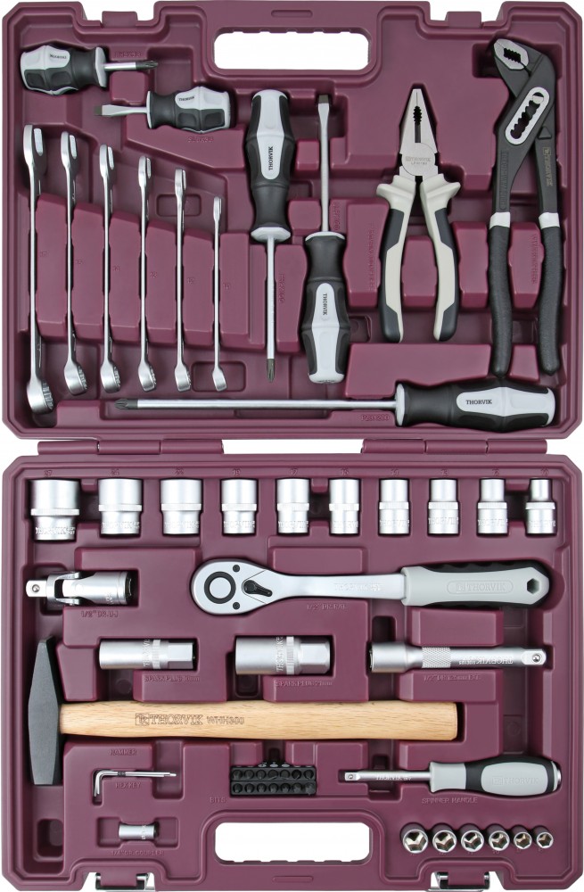 Thorvik TS056 Набор инструмента универсальный 1/4", 1/2"DR, 56 предметов TS056