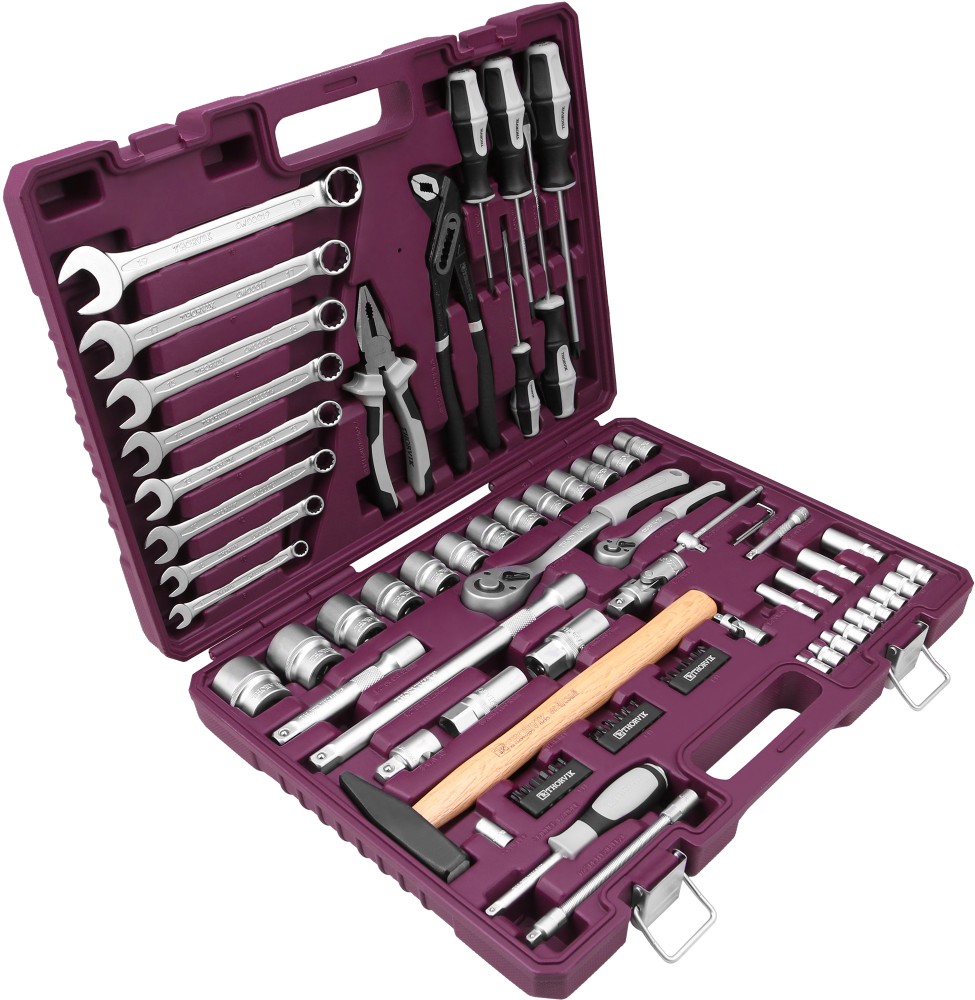 Thorvik TS077 Набор инструмента универсальный 1/4", 1/2"DR, 77 предметов TS077