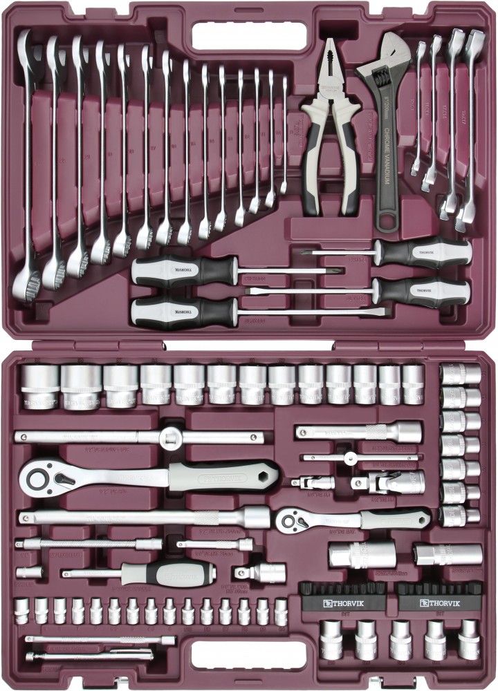 Thorvik TS101 Набор инструмента универсальный 1/4", 1/2"DR, 101 предмет TS101