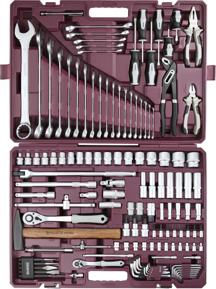 Thorvik TS128 Набор инструмента универсальный 1/4", 1/2"DR, 128 предметов TS128