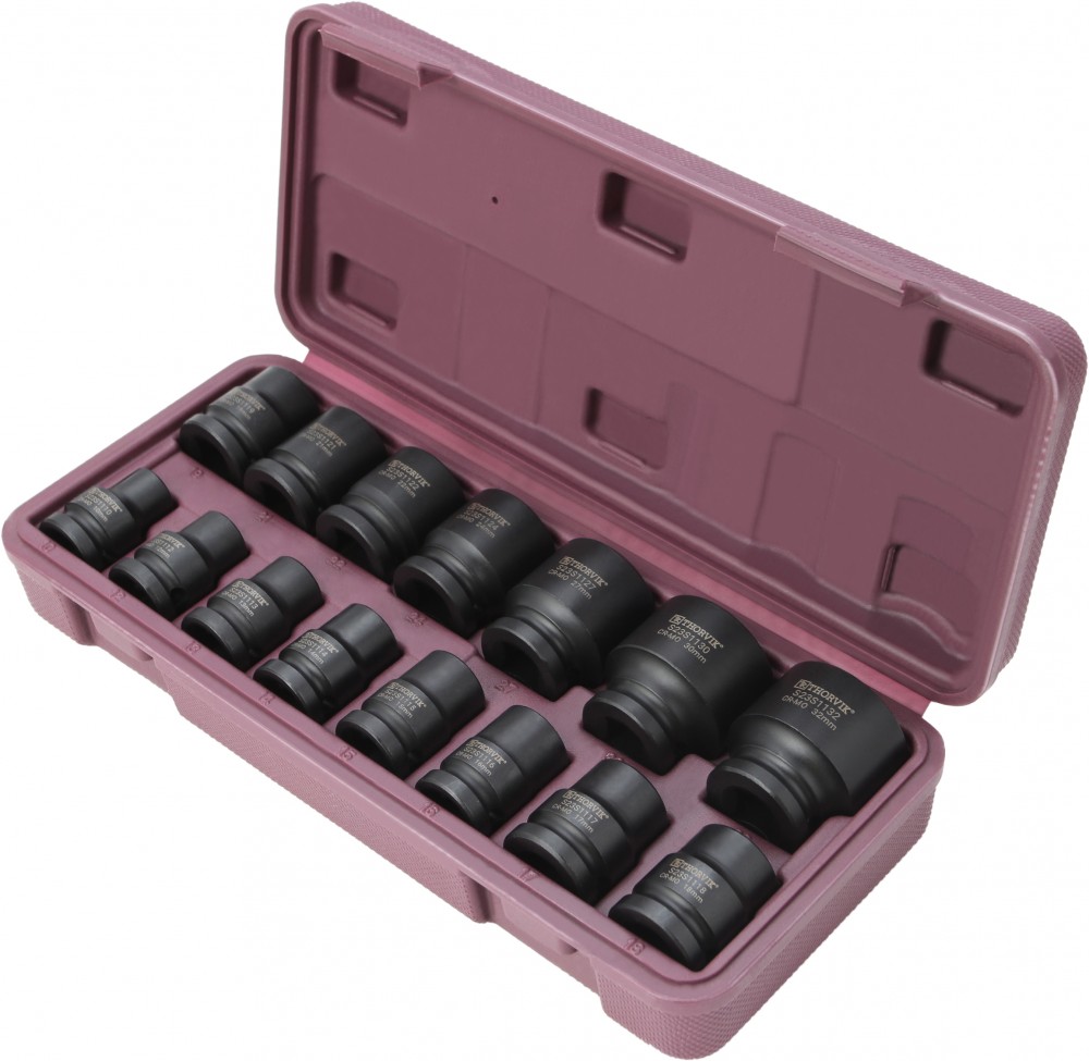 Thorvik S23S1115S Набор головок торцевых ударных 1/2"DR, 10-32 мм,  15 предметов S23S1115S