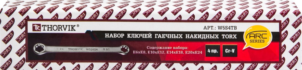 Thorvik W5S4TB Набор ключей гаечных накидных TORX® серии ARC в сумке, E6-E24, 4 предмета W5S4TB