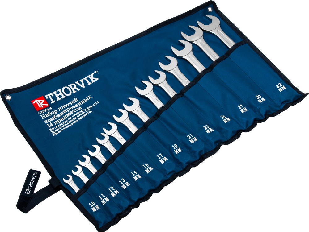 Thorvik CWS0014 Набор ключей гаечных комбинированных в сумке, 10-32 мм, 14 предметов CWS0014