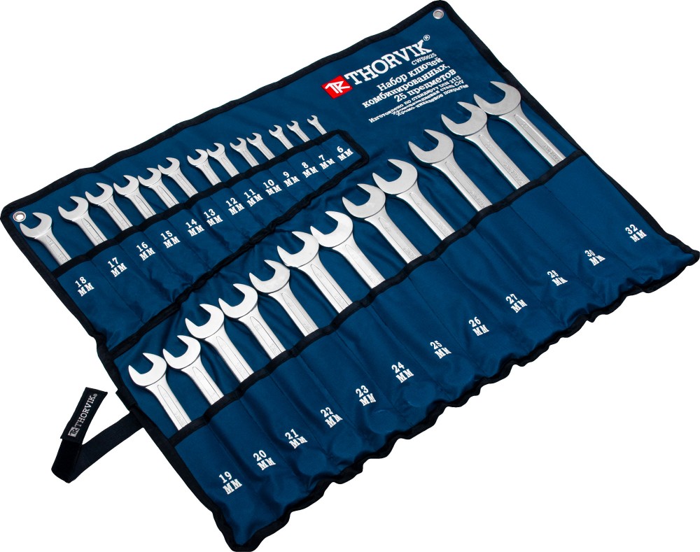 Thorvik CWS0025 Набор ключей гаечных комбинированных в сумке, 6-32 мм, 25 предметов CWS0025