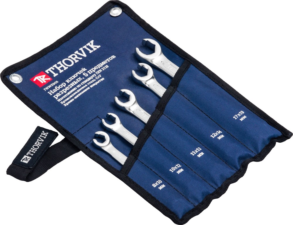 Thorvik FNWS005 Набор ключей гаечных разрезных в сумке, 8-19 мм, 5 предметов FNWS005