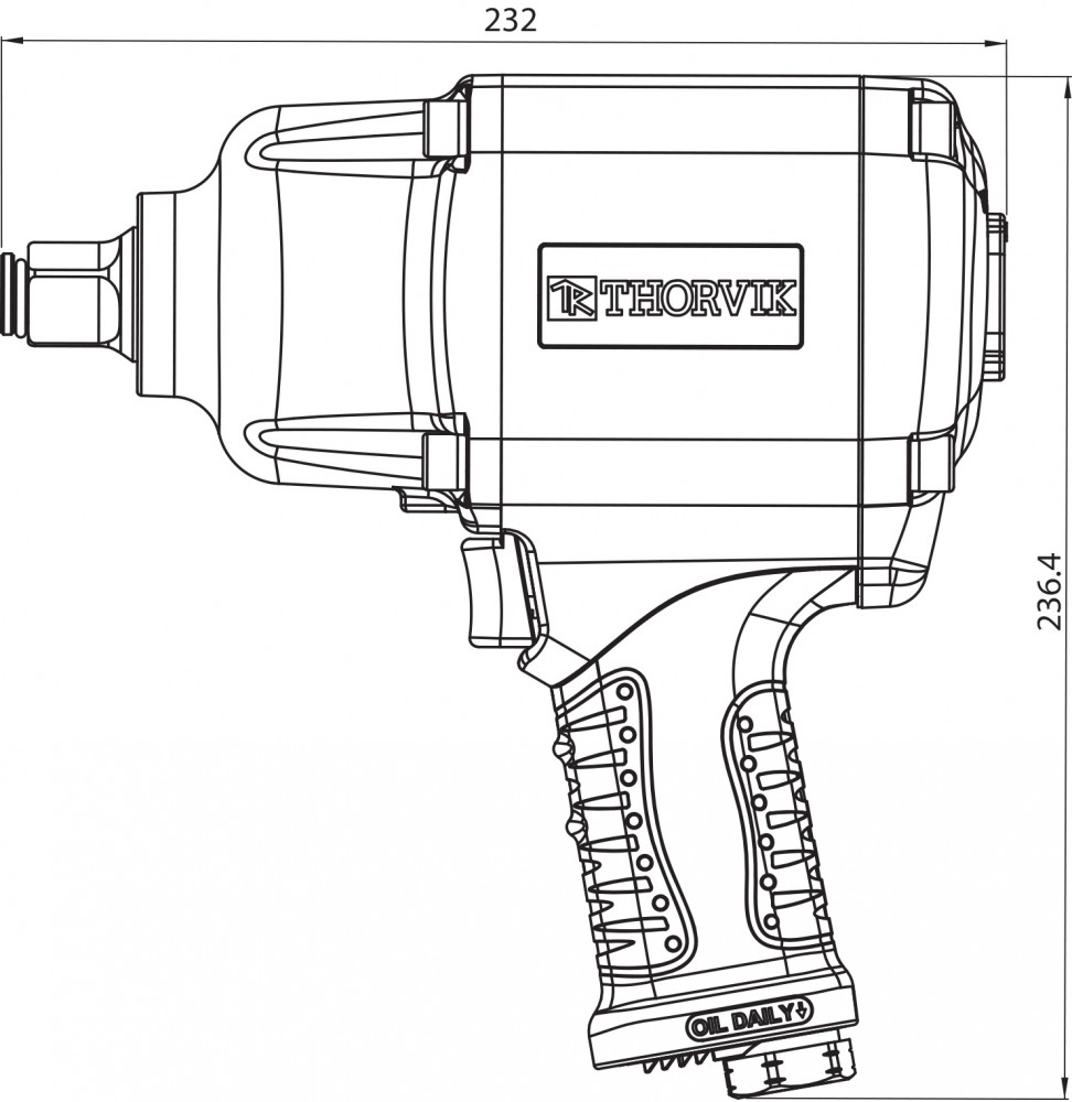 Thorvik AIW3416 Гайковерт пневматический  3/4"DR 4500об/мин,  1600 Nm AIW3416
