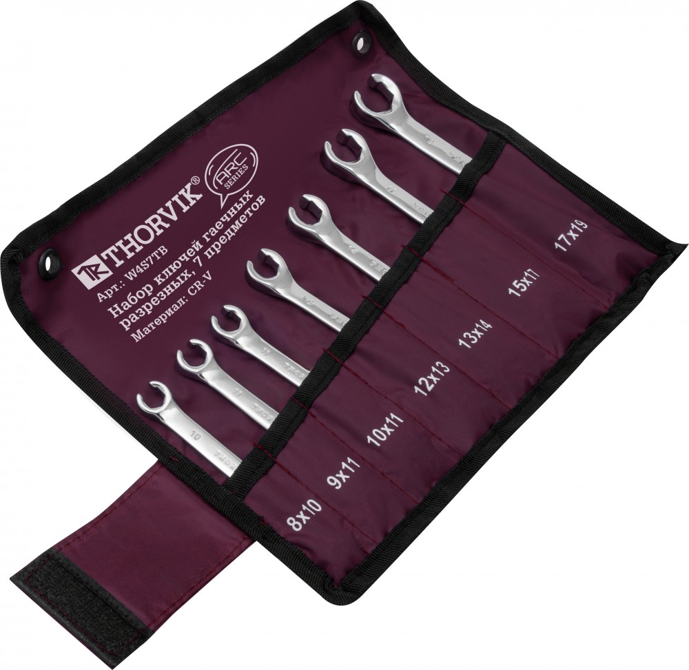 Thorvik W4S7TB Набор ключей гаечных разрезных серии ARC в сумке, 8-19 мм, 7 предметов W4S7TB