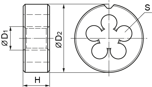 Thorvik MD12175 Плашка D-COMBO круглая ручная М12х1.75 HSS, Ф38х14 мм MD12175