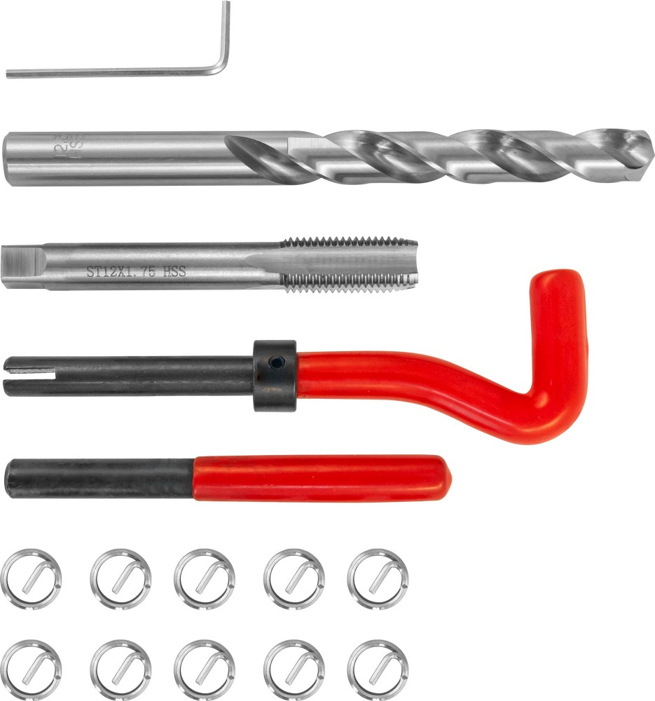 Thorvik TRIS12175 Набор для восстановления резьбы M12x1.75, 15 предметов TRIS12175