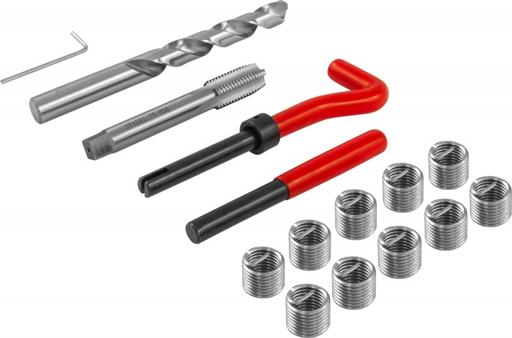 Thorvik TRIS12175 Набор для восстановления резьбы M12x1.75, 15 предметов TRIS12175