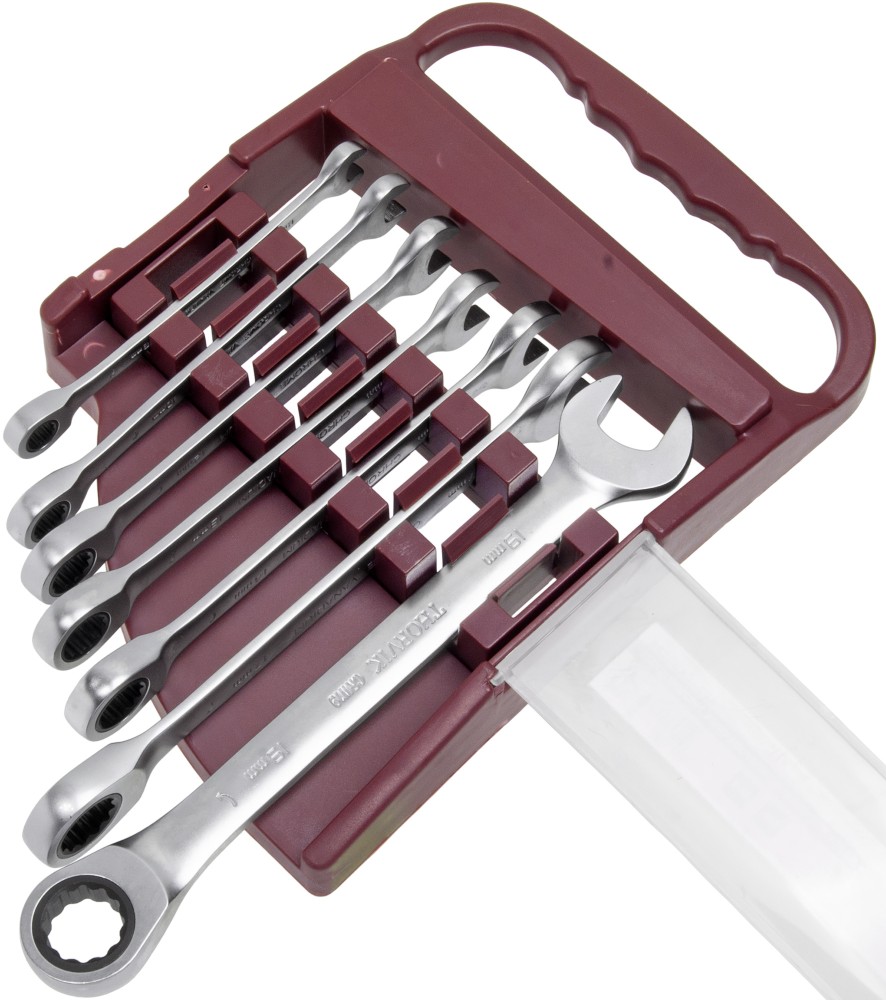 Thorvik CRWS7PR Набор ключей гаечных комбинированных трещоточных на держателе, 8-19 мм, 7 предметов CRWS7PR