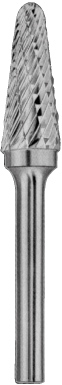 Carbon CRUBSL03031438S-2 Борфреза цельнотвердосплавная коническая с радиусным торцом, тип L, 3 мм, двойная насечка, хвостовик 3 мм, в боксе CRUBSL03031438S-2