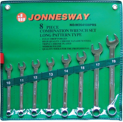 Jonnesway W264108PRS Набор ключей гаечных комбинированных удлиненных в сумке, 10-19 мм, 8 предметов W264108PRS
