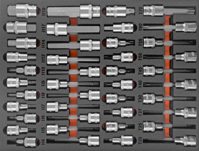 Ombra OMT42STE Набор насадок торцевых 1/2" DR, со вставками-битами TORX® T20-T70 в EVA ложементе 280х375 мм, 42 предмета OMT42STE