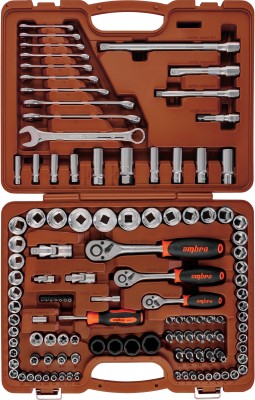 Ombra 911120 Специальный набор инструмента, торцевые головки 1/4", 3/8", 1/2"DR, 4-32 мм и SAE 5/32"--1-1/4", ударные торцевые головки 1/2"DR, 17-23 мм, 120 предметов 911120