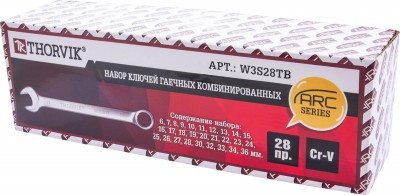 Thorvik W3S28TB Набор ключей гаечных комбинированных серии ARC в сумке, 6-36 мм, 28 предметов W3S28TB