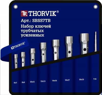 Thorvik SBSS7TB Набор ключей трубчатых усиленных в сумке, 6-19 мм, 7 предметов SBSS7TB