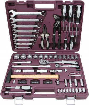 Thorvik TS077/12 Набор инструмента универсальный 1/4", 1/2"DR с головками торцевыми 12-гранными, 77 предметов TS077&#x2F;12