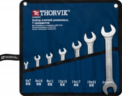 Thorvik OEWS007 Набор ключей гаечных рожковых в сумке, 6-27 мм, 7 предметов OEWS007
