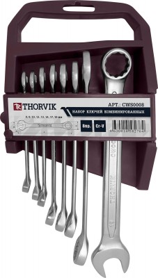 Thorvik CWS0008 Набор ключей гаечных комбинированных на держателе, 8-19 мм, 8 предметов CWS0008
