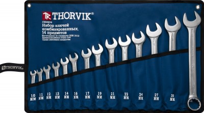 Thorvik CWS0014 Набор ключей гаечных комбинированных в сумке, 10-32 мм, 14 предметов CWS0014