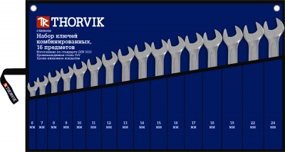 Thorvik CWS0016 Набор ключей гаечных комбинированных в сумке, 6-24 мм, 16 предметов CWS0016