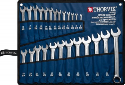 Thorvik CWS0025 Набор ключей гаечных комбинированных в сумке, 6-32 мм, 25 предметов CWS0025