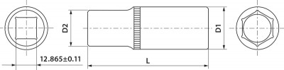 Thorvik FS11222 Головка торцевая глубокая 1/2"DR, 22 мм FS11222