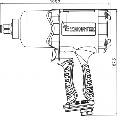 Thorvik AIW1268 Гайковерт ударный пневматический, композитный корпус, 1/2"DR 7500 об/мин, 680 Нм AIW1268