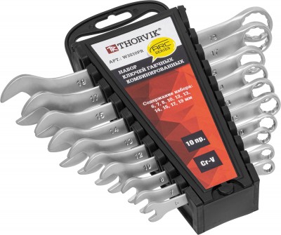 Thorvik W3S10PR Набор ключей гаечных комбинированных серии ARC на держателе, 6-19 мм, 10 предметов W3S10PR