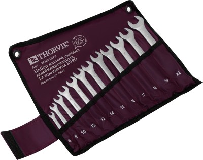 Thorvik W3S12ETB Набор ключей гаечных комбинированных серии ARC в сумке, 6-22 мм, 12 предметов EURO W3S12ETB