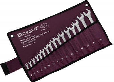 Thorvik W3S16TB Набор ключей гаечных комбинированных серии ARC в сумке, 6-24 мм, 16 предметов W3S16TB