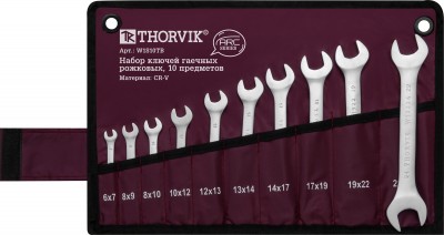 Thorvik W1S10TB Набор ключей гаечных рожковых серии ARC в сумке, 6-24 мм, 10 предметов W1S10TB
