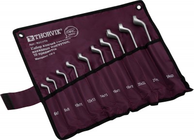 Thorvik W2S10TB Набор ключей гаечных накидных изогнутых серии ARC в сумке, 6-27 мм, 10 предметов W2S10TB